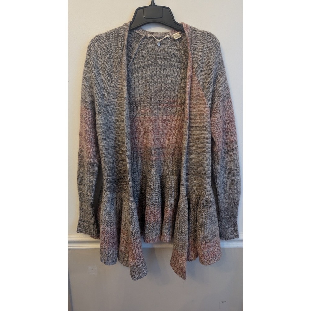 Knitted&Knotted Anthropologie Peplum Open Cardigan Size S Mohair Wool Blend Boho